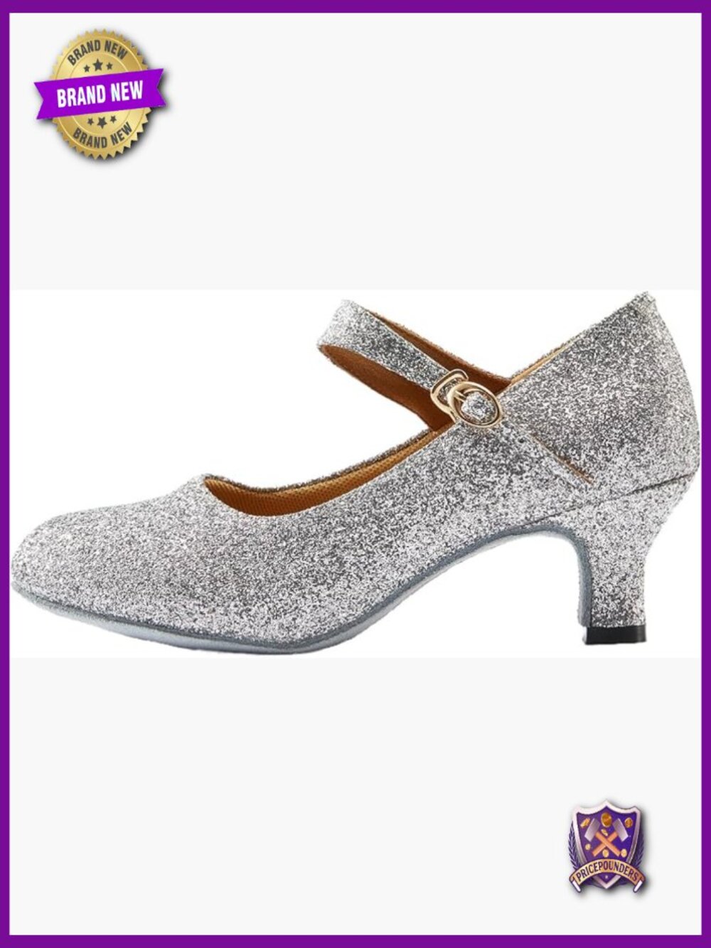 Women's Glitter Latin Ballroom Dance Shoes Pointed Toe Y Strap Heels